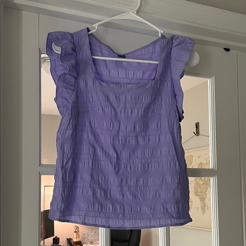 SHEIN Purple Ruffle Sleeve Blouse